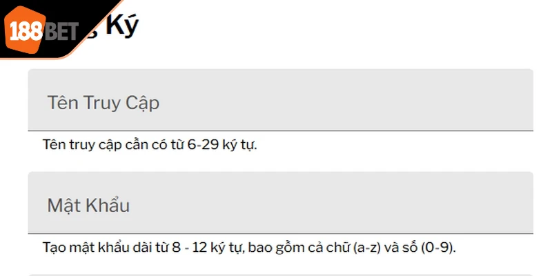 Quy trình đăng ký tài khoản 188BET chuẩn rất chi tiết