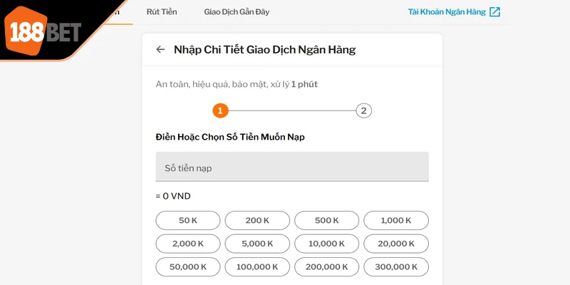 Nạp tiền 188BET ngân hàng đảm bảo mọi giao dịch được mã hóa, bảo mật