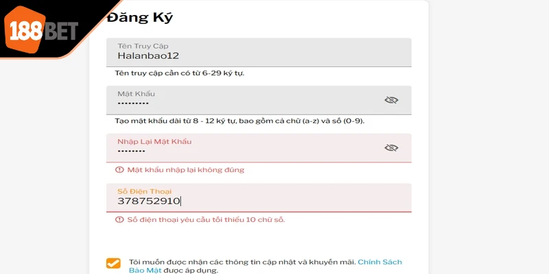 Khi xác minh tài khoản 188BET, hệ thống sẽ xác nhận danh tính chính xác